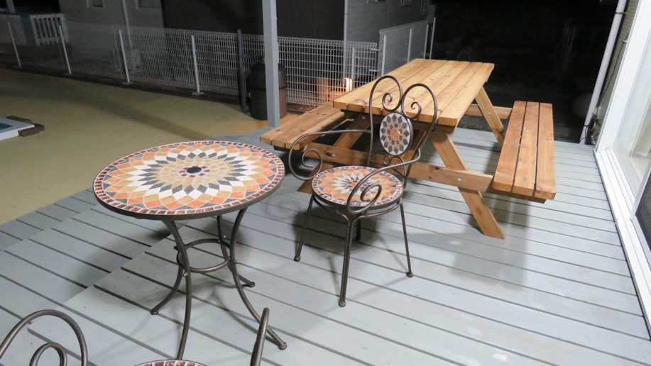 ウッドデッキ上