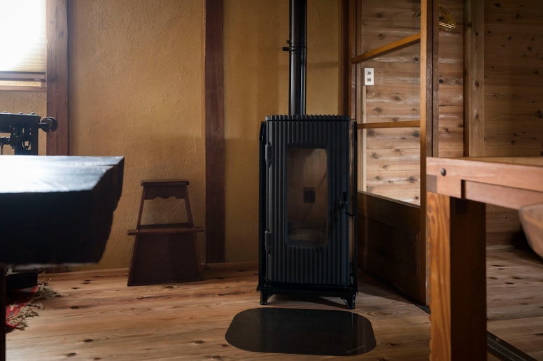 冬のペレットストーブ