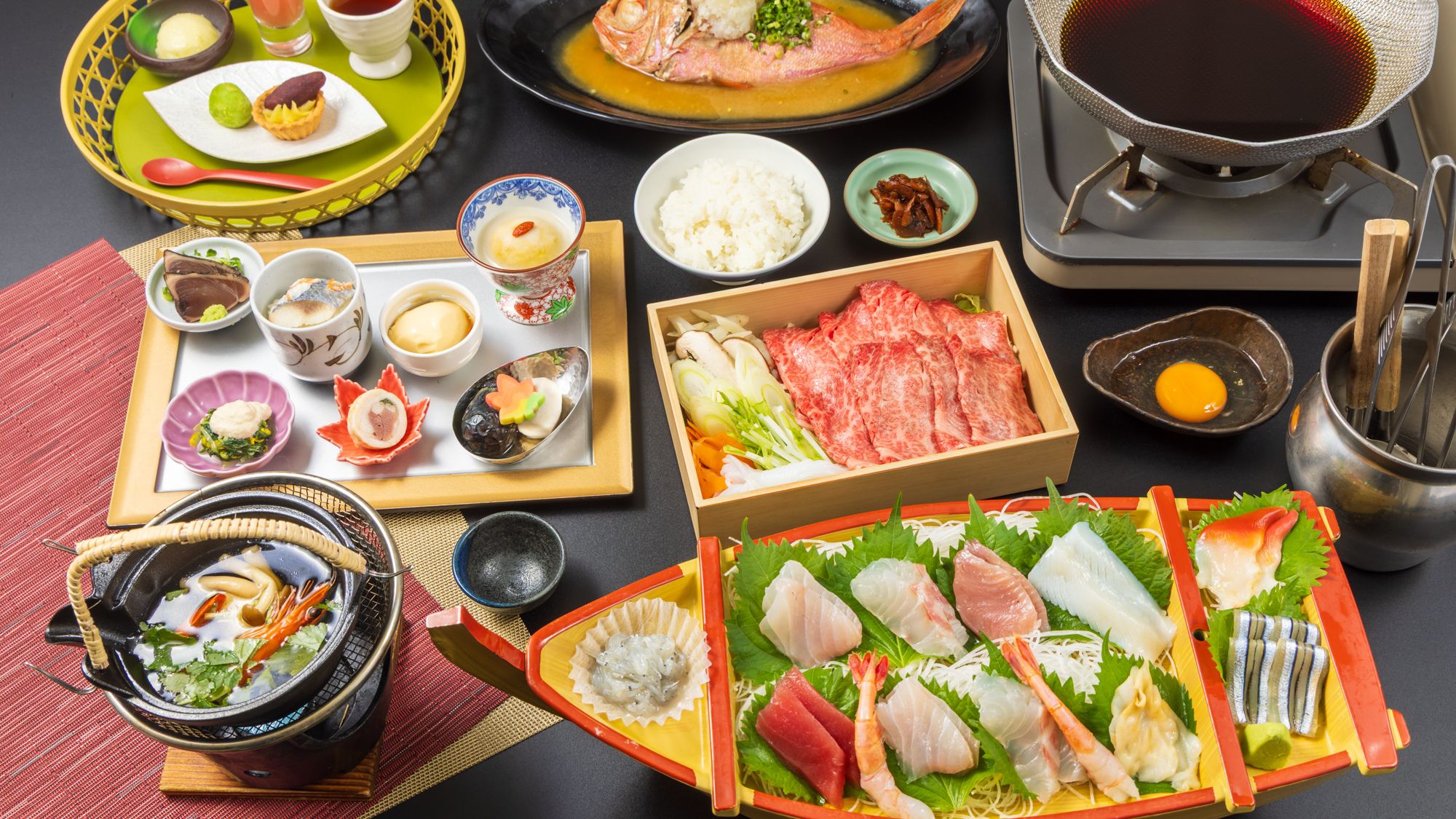 舟盛り付グルメご夕食（一例）