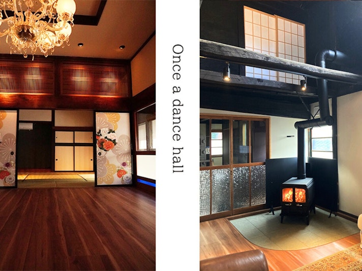 1階リビング。秋～春は薪ストーブ