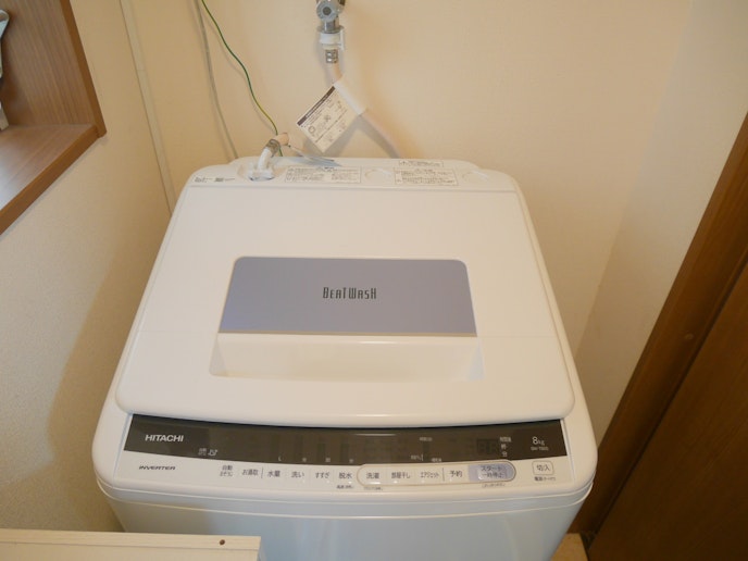 洗濯機がございます。 洗剤・柔軟剤はご自由にご利用ください。