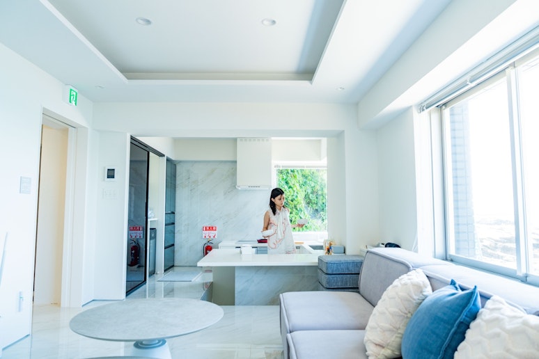 リビングからもキッチンの様子が見えるレイアウト。