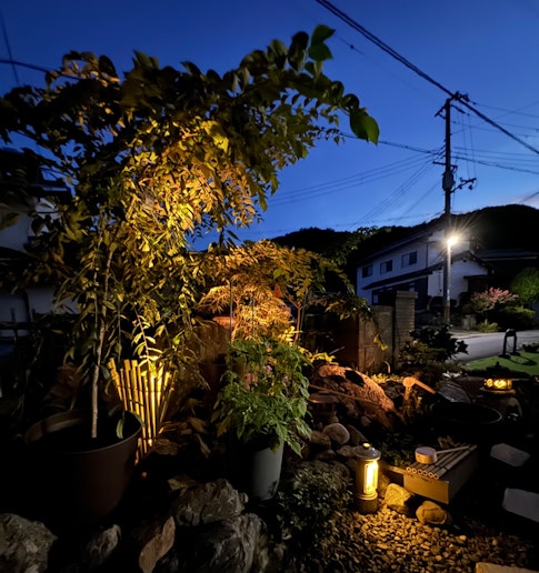 庭のライトアップ