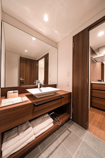 タオル、ヘアドライヤーが備え付けられています