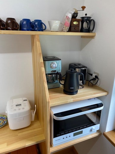 オーブンレンジ、炊飯器、コーヒーメーカー、電気ケトル、トースター、コーヒー豆挽き、フレンチプレ...