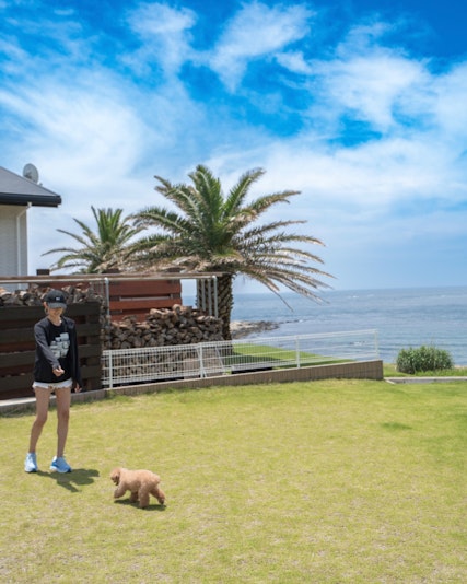愛犬と一緒に遊びながら海を眺めることもできる特別な時間をぜひお過ごしください。