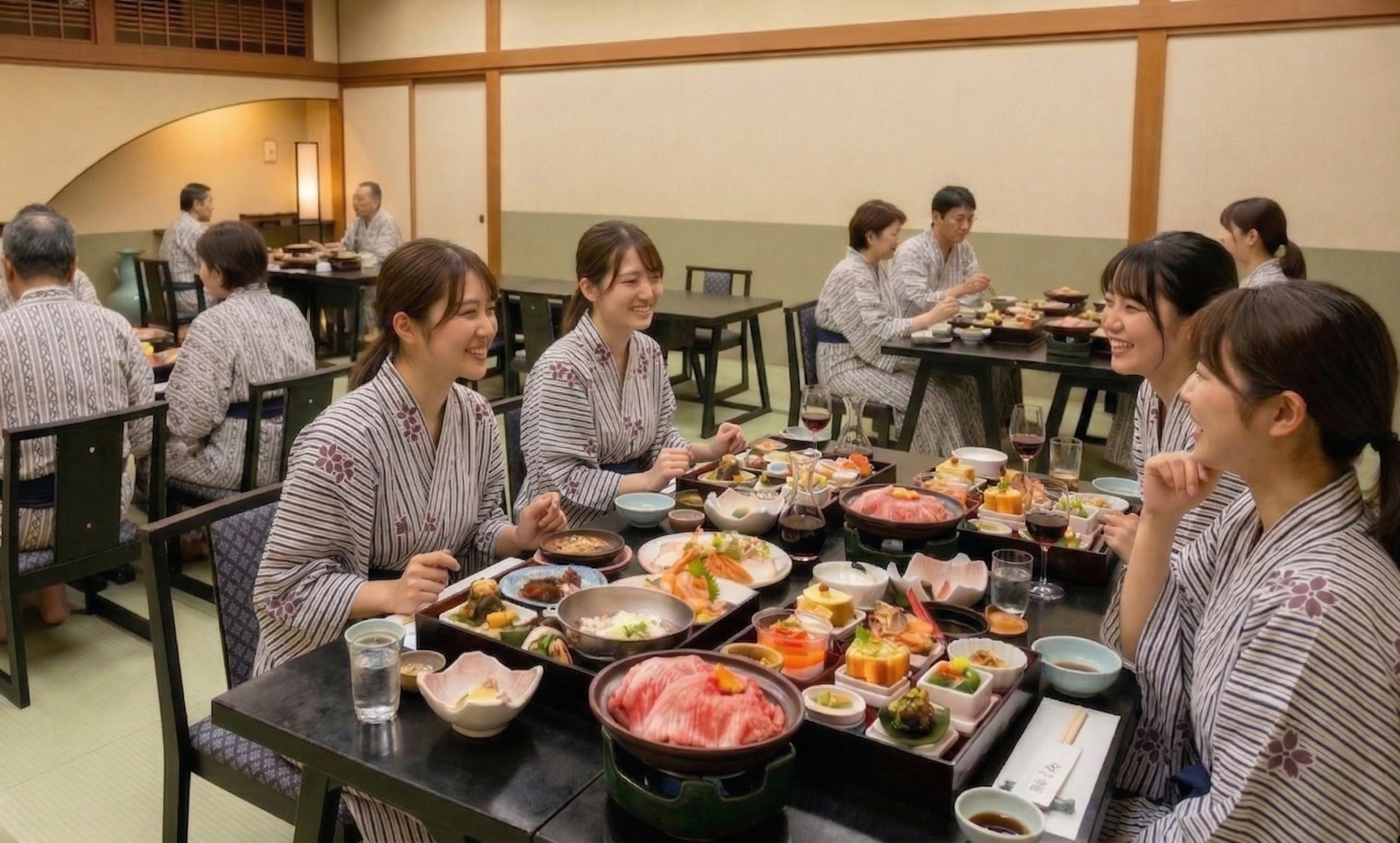 会食場プランの食事風景