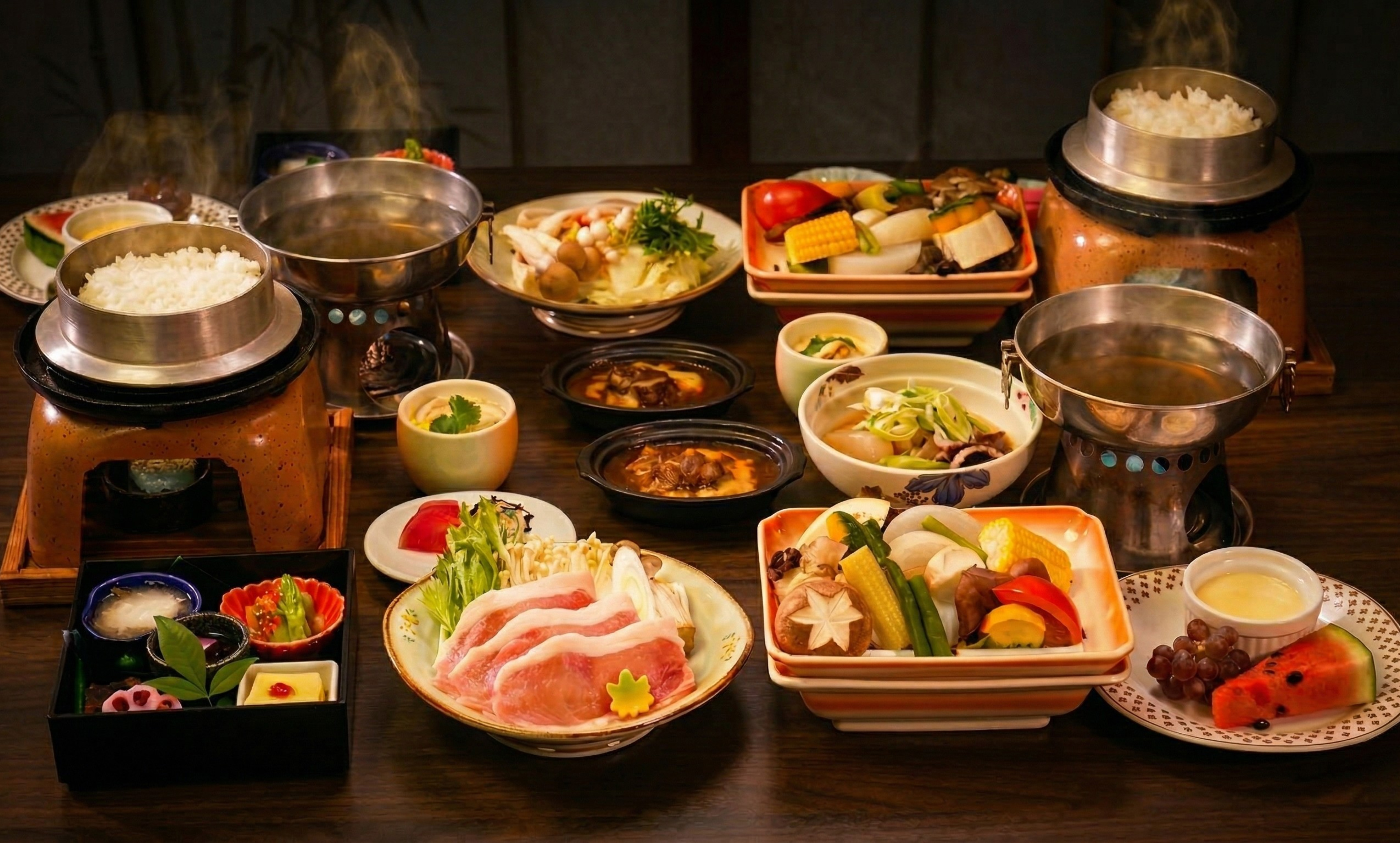 豚しゃぶプランの夕食例