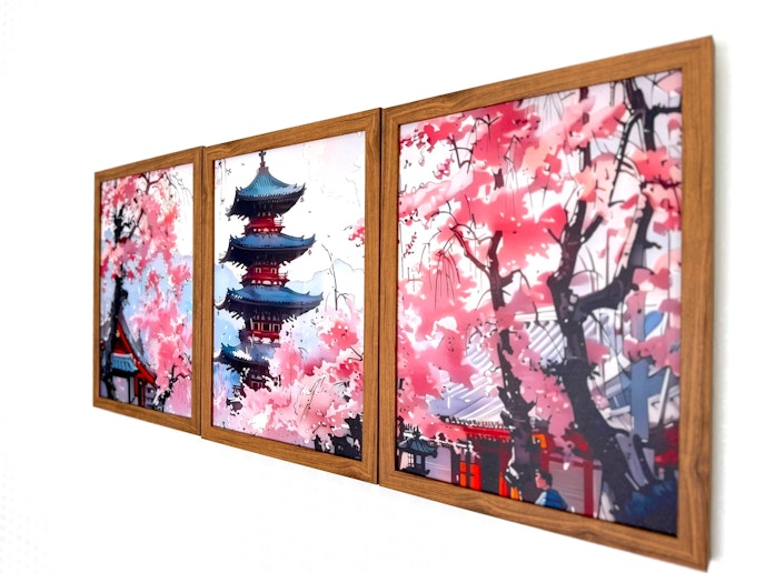 和を感じる絵画を寝室に取り付けてあります。