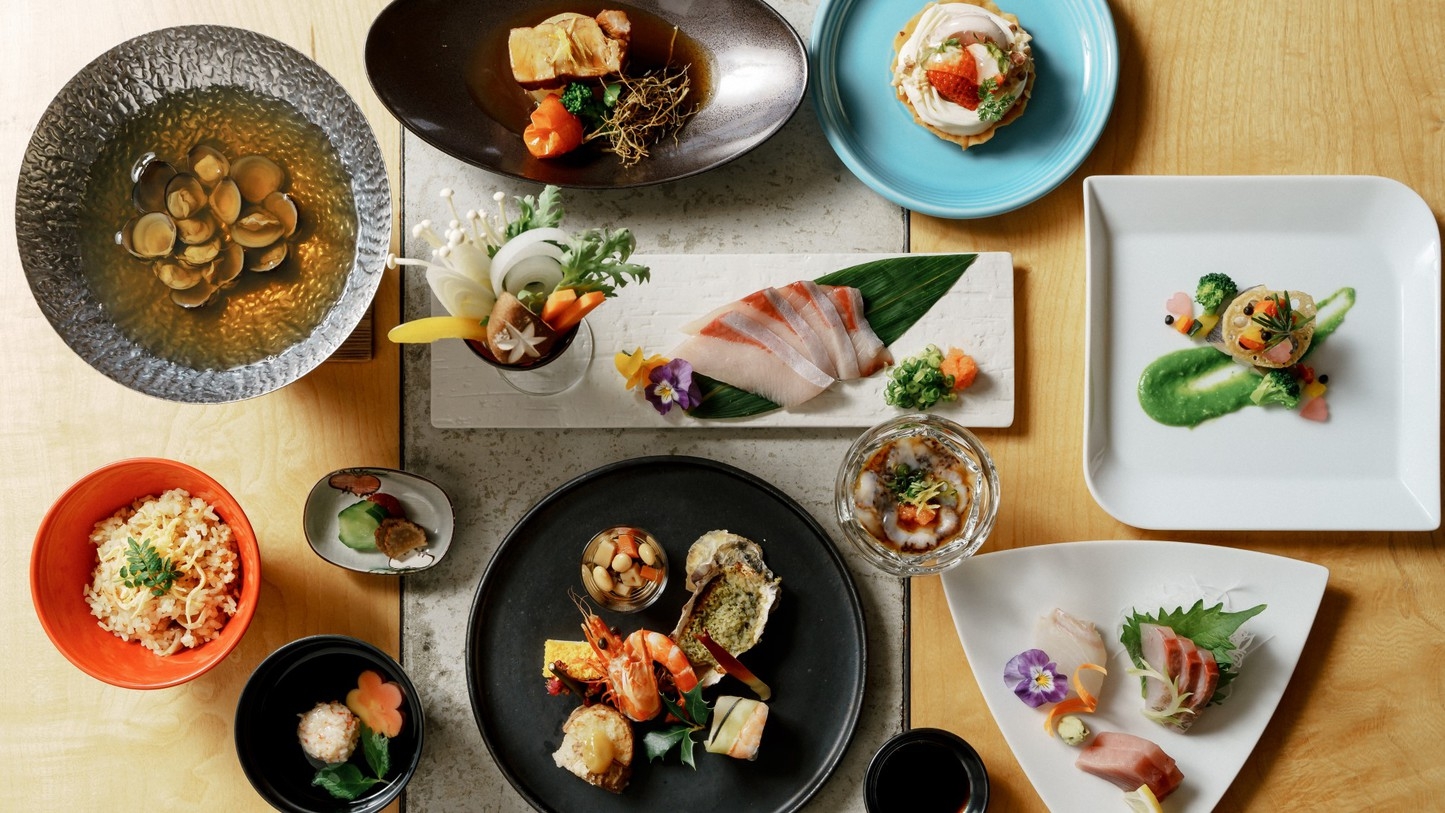 【THE MAIN】島根県産の日本海の幸や山の幸など季節のコース！料理長お勧め季節の会席(2食付)