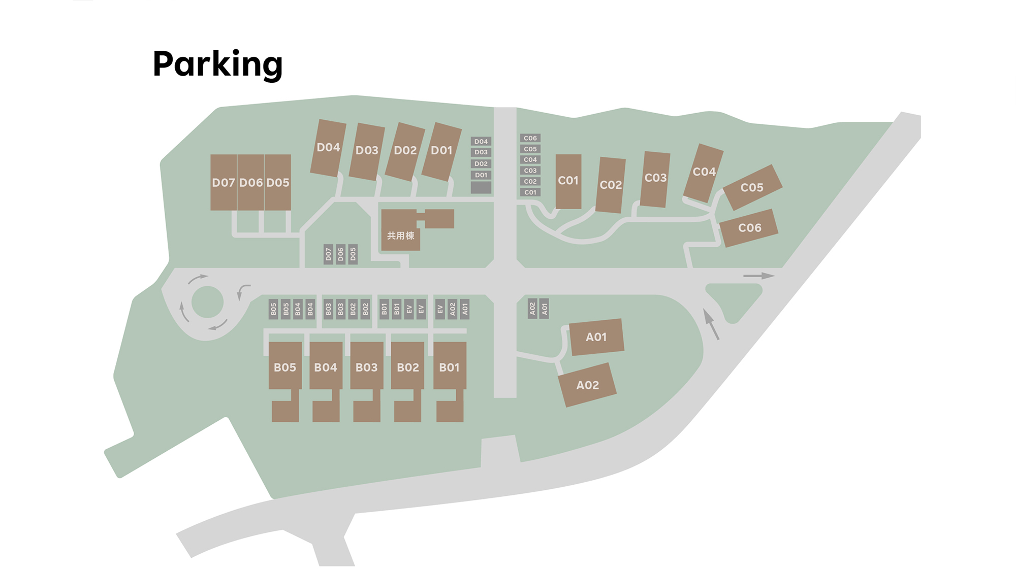 【間取り図：駐車場】敷地内駐車場の見取り図はこちらです