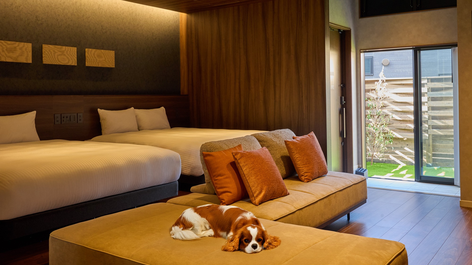 【D・Dペット：リビング】大きなソファでワンちゃんもリラックス団らんを