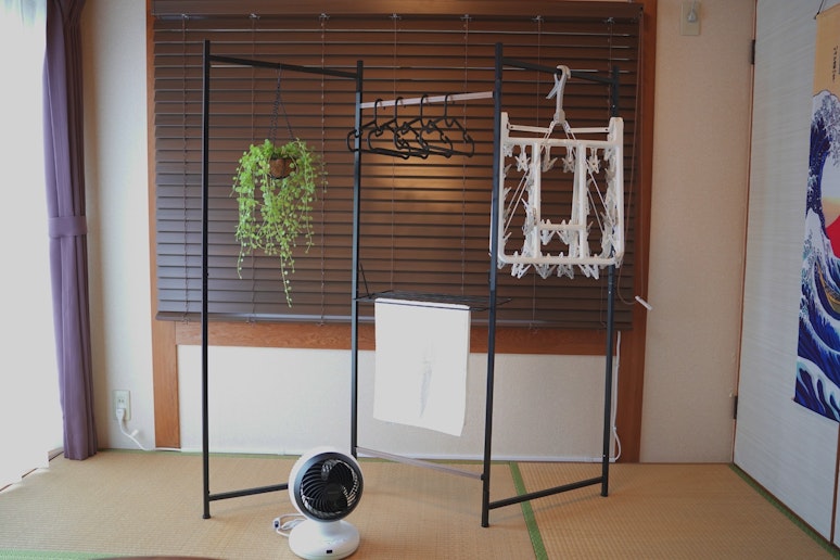 室内干しも可能です。サーキュレーターもご利用ください。
