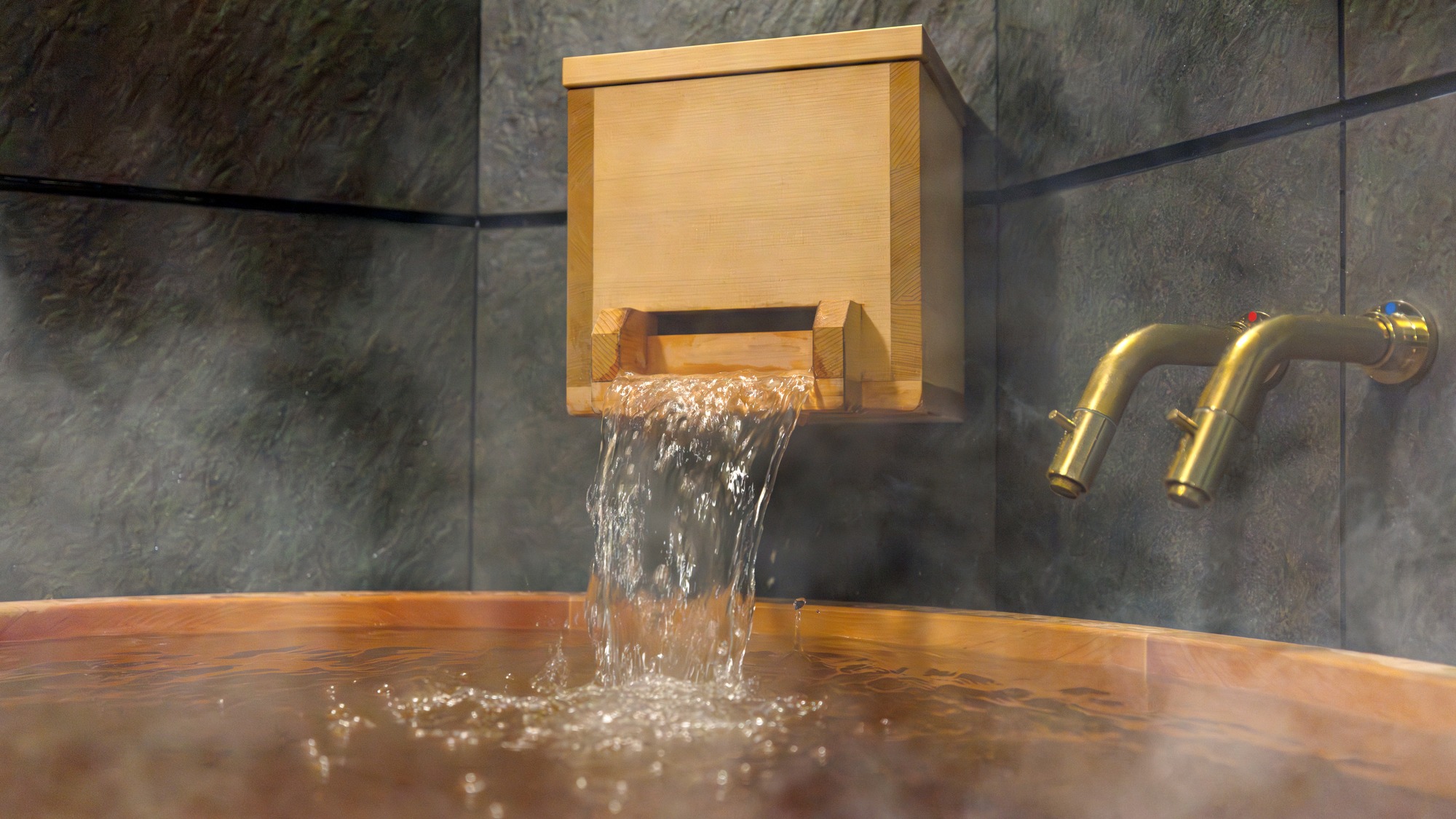 【温泉】草津の名湯&rdquo;万代鉱源泉&rdquo;を香り豊かなヒノキ風呂でお楽しみください