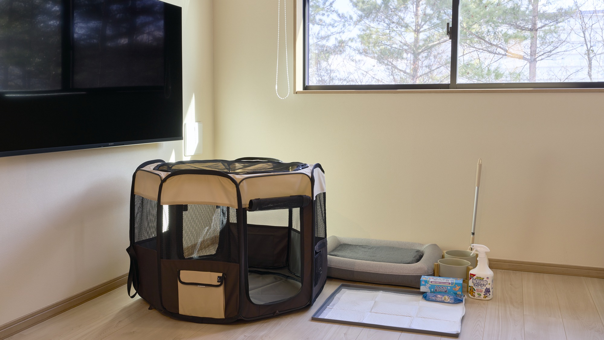 【E：設備】ワンちゃんとの滞在でも安心のペットケアグッズをご用意