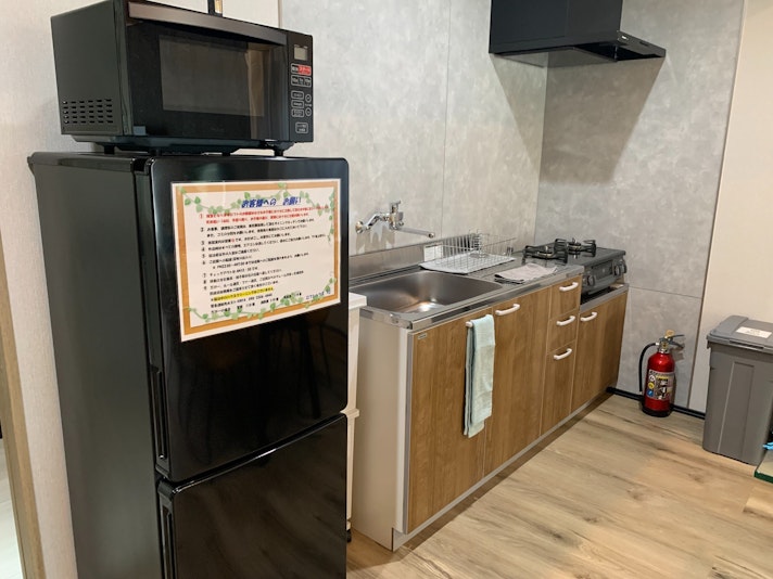 冷蔵庫、レンジ、キッチン