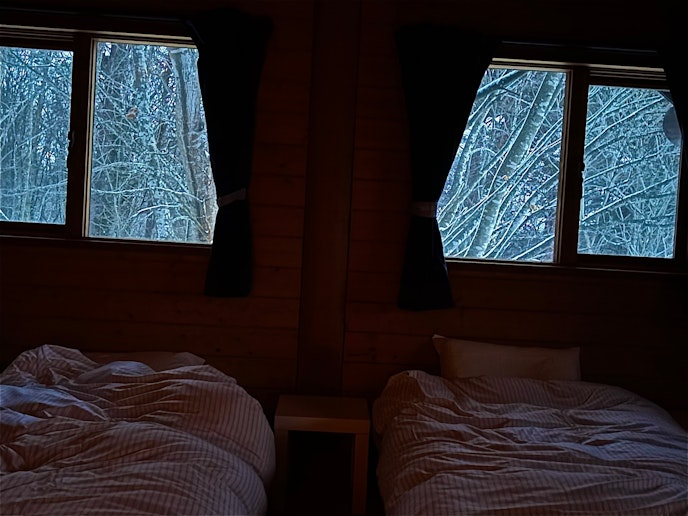 ベッドルームからの森