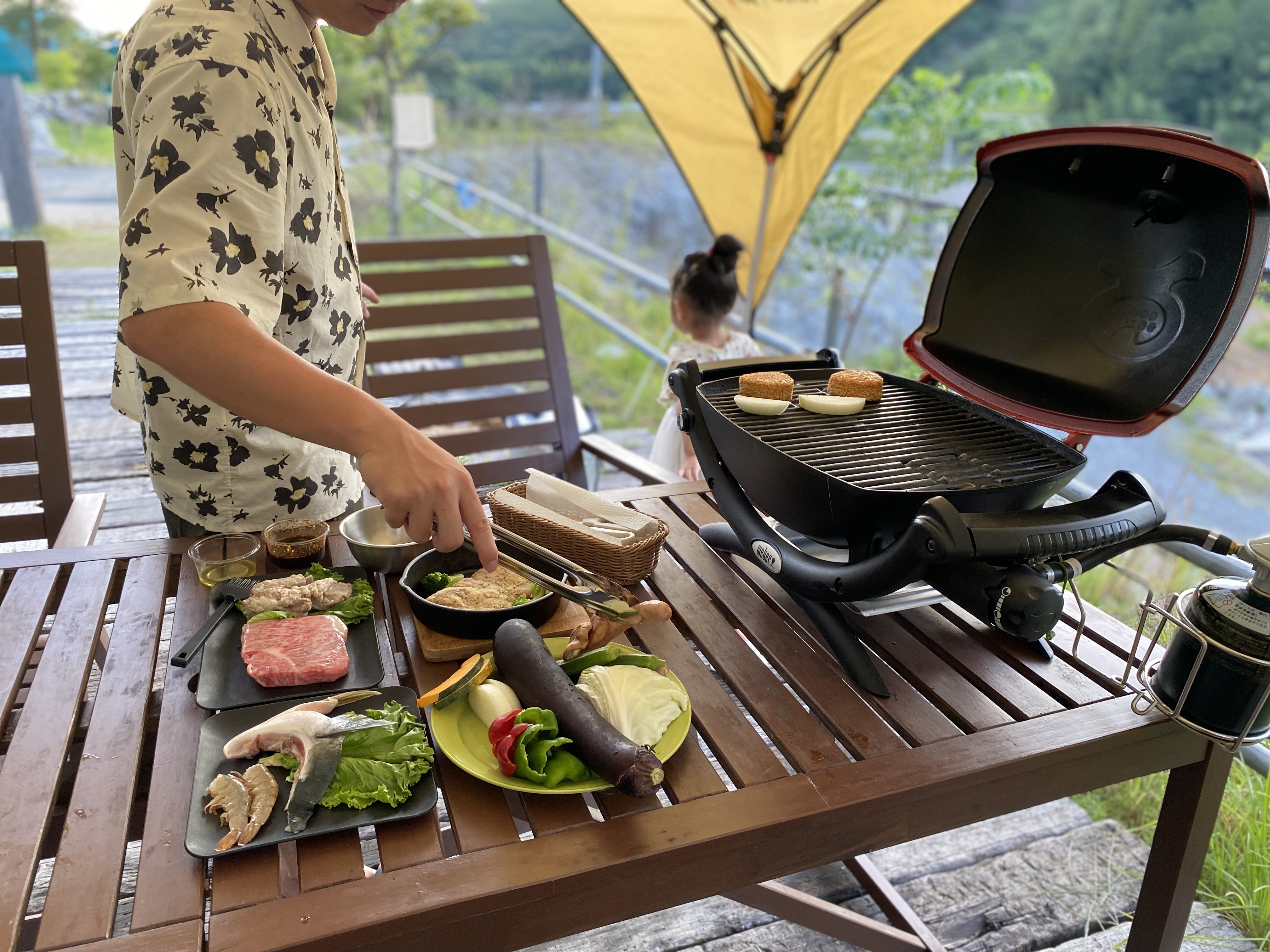 お部屋前でBBQを楽しめます