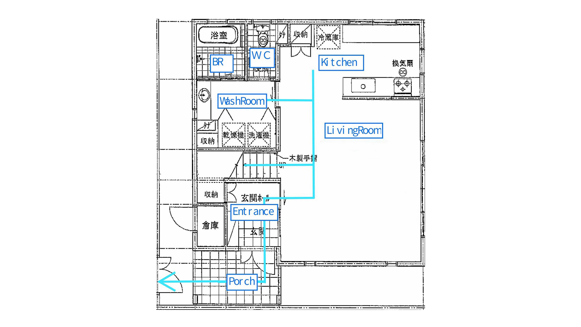 ・【間取り】1F避難経路