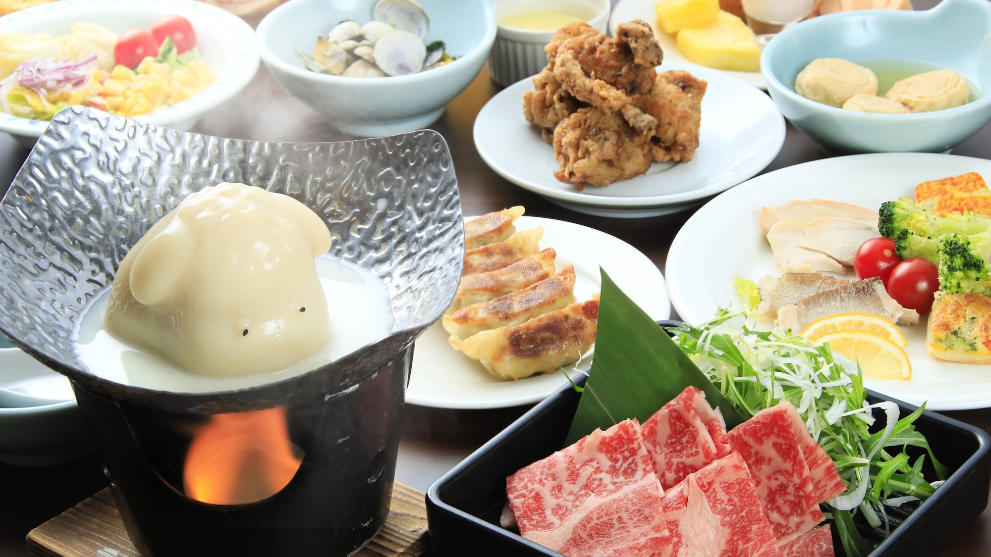【10％OFF】【楽天スーパーSALE】期間限定で愛犬利用料無料！＜■牛しゃぶ鍋＆ハーフビュッフェ＞