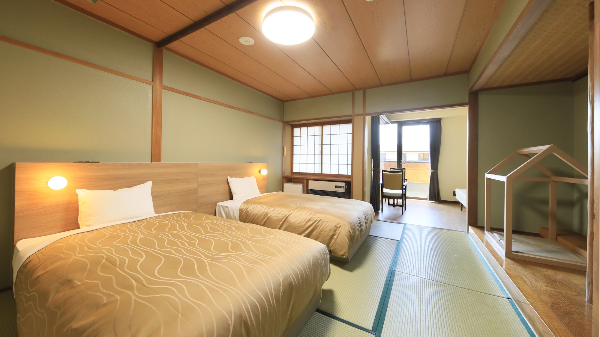 【和室ツインベッド】和の空間が広がる落ち着いた雰囲気となっております(一例)