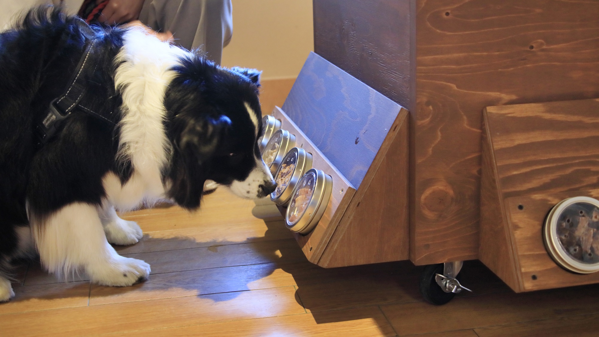 【おやつワゴン】ワンちゃんが匂いを嗅げる窓がついております。（一例）