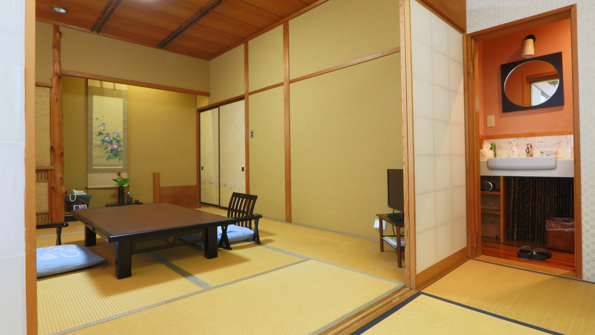 【広々和室】-ぼたん-　トイレ＋洗面台付き◆広々お寛ぎいただけます