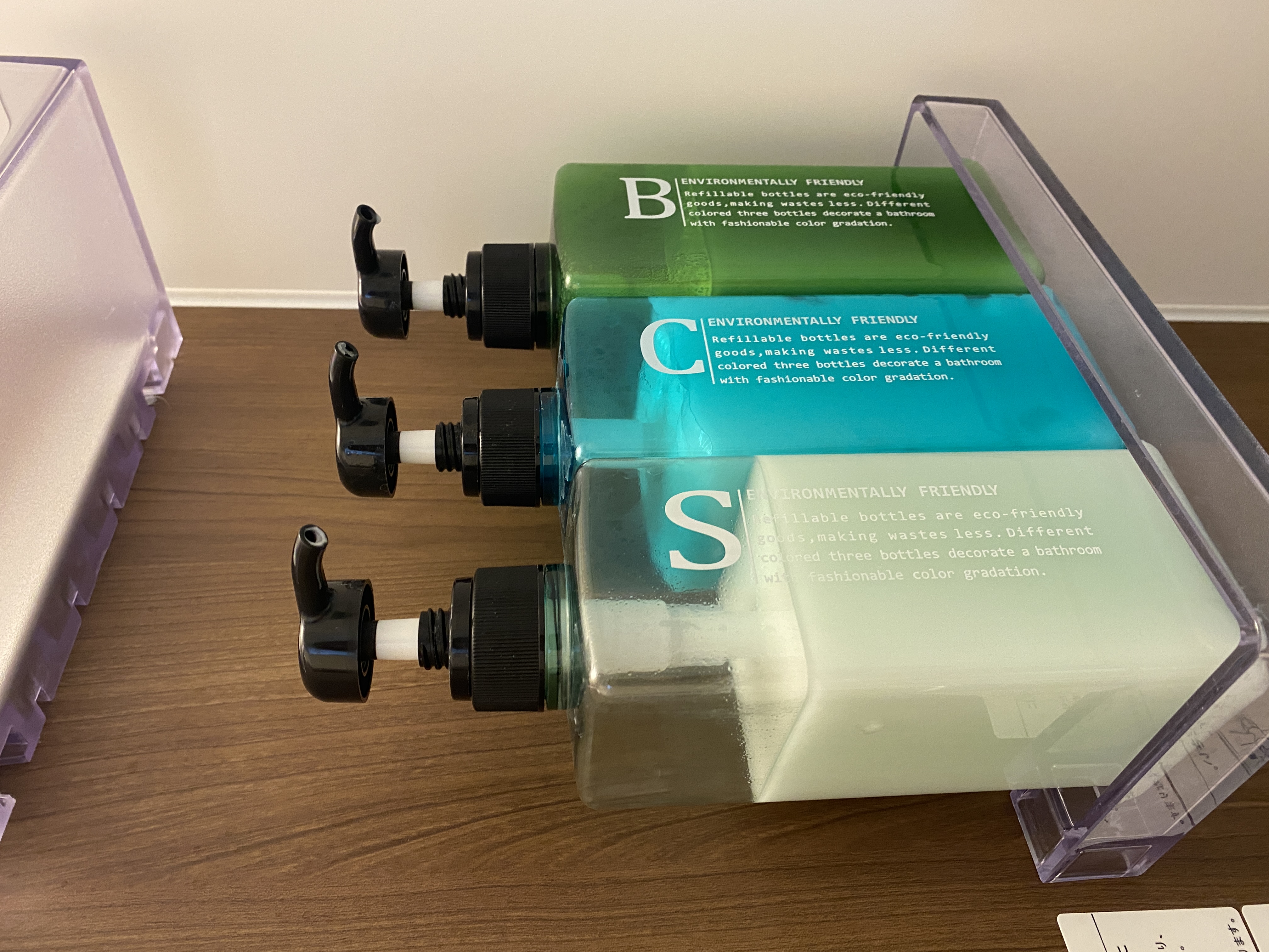 シャンプー、コンディショナー、ボディーソープ完備