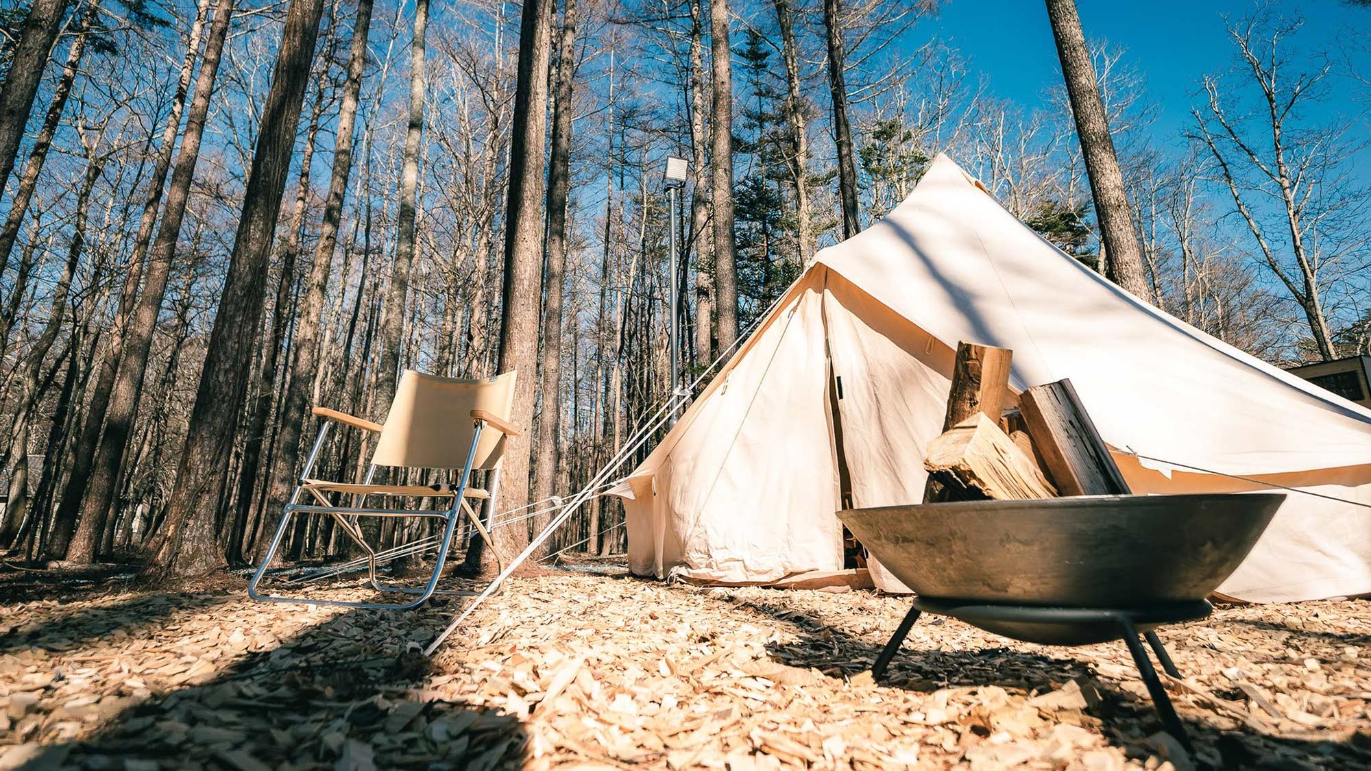 ・【グランピング／外観】焚火の音を聞きながら、澄んだ空気を味わう癒しの休日をお過ごしください