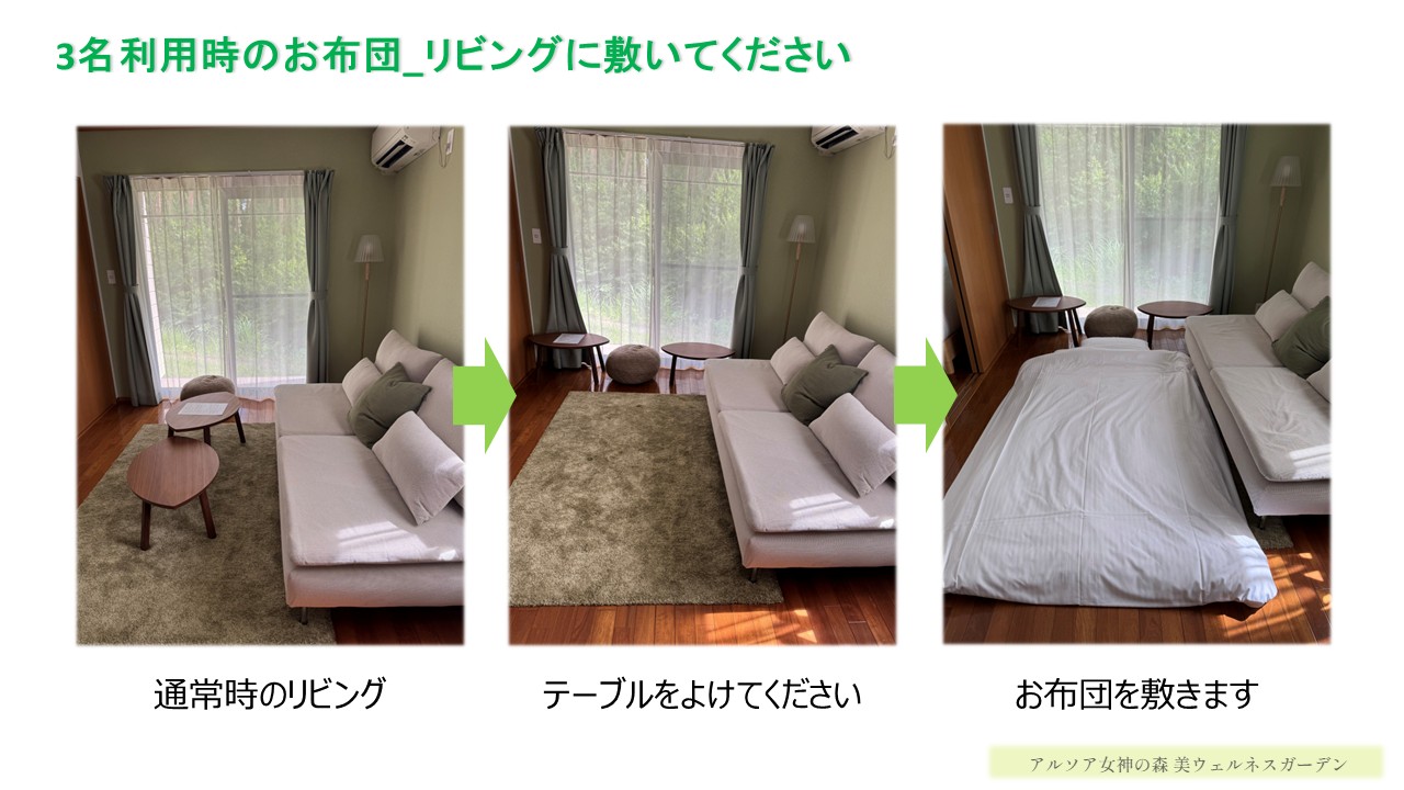 3名利用時の布団の敷き方