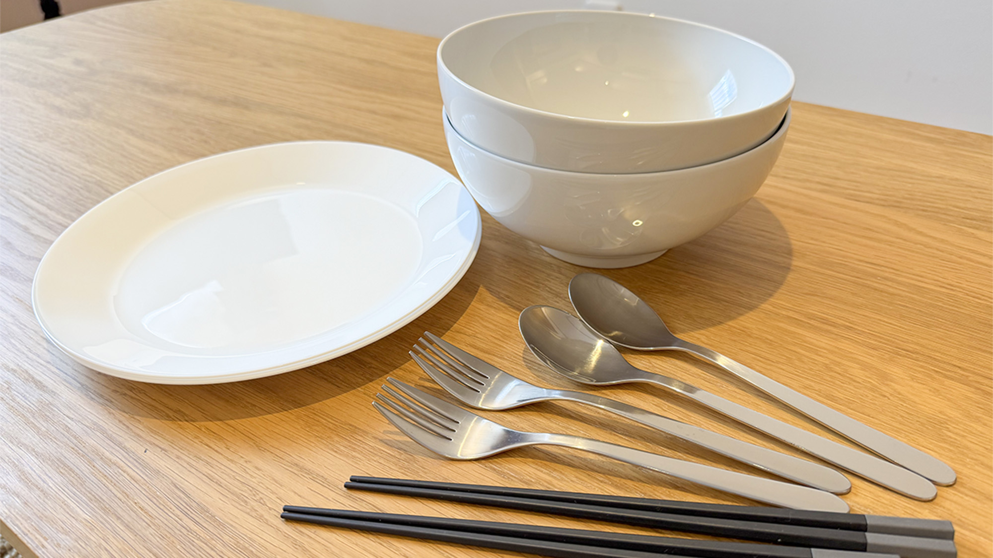 ・【調理器具付きプランの食器】お部屋のキッチンで自炊の際に、食器類をご利用ください