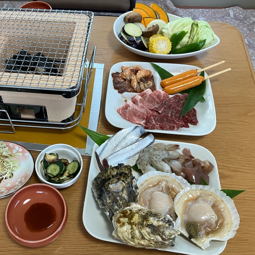 手ぶらでBBQプラン，民宿隣のはなれで海鮮焼肉七輪炭火焼き，朝食付きプラン