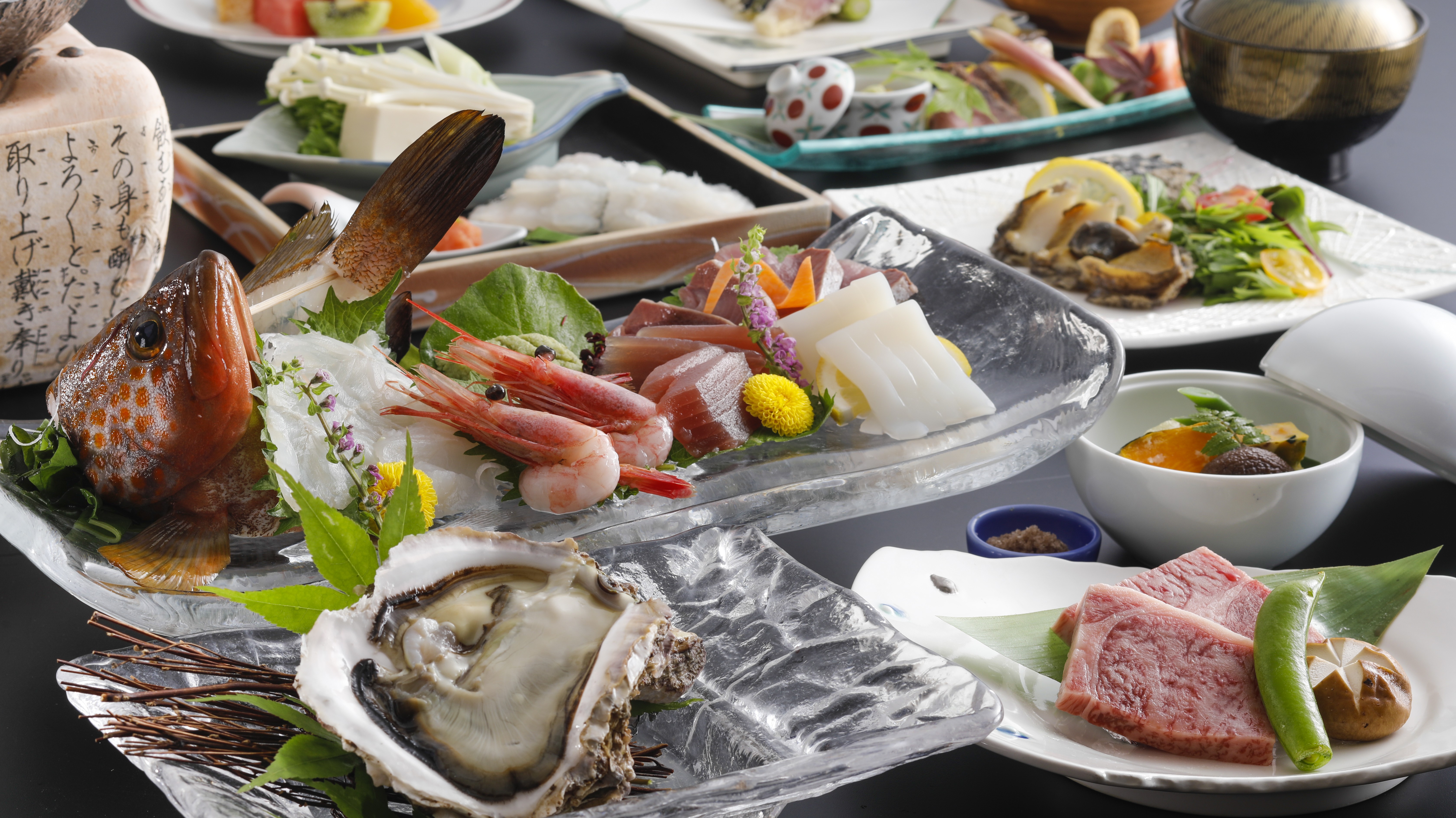 【夏・但馬牛＆地魚会席】岩牡蠣や但馬牛、のどぐろの煮付けなどの美味新鮮を味わう！（一例）