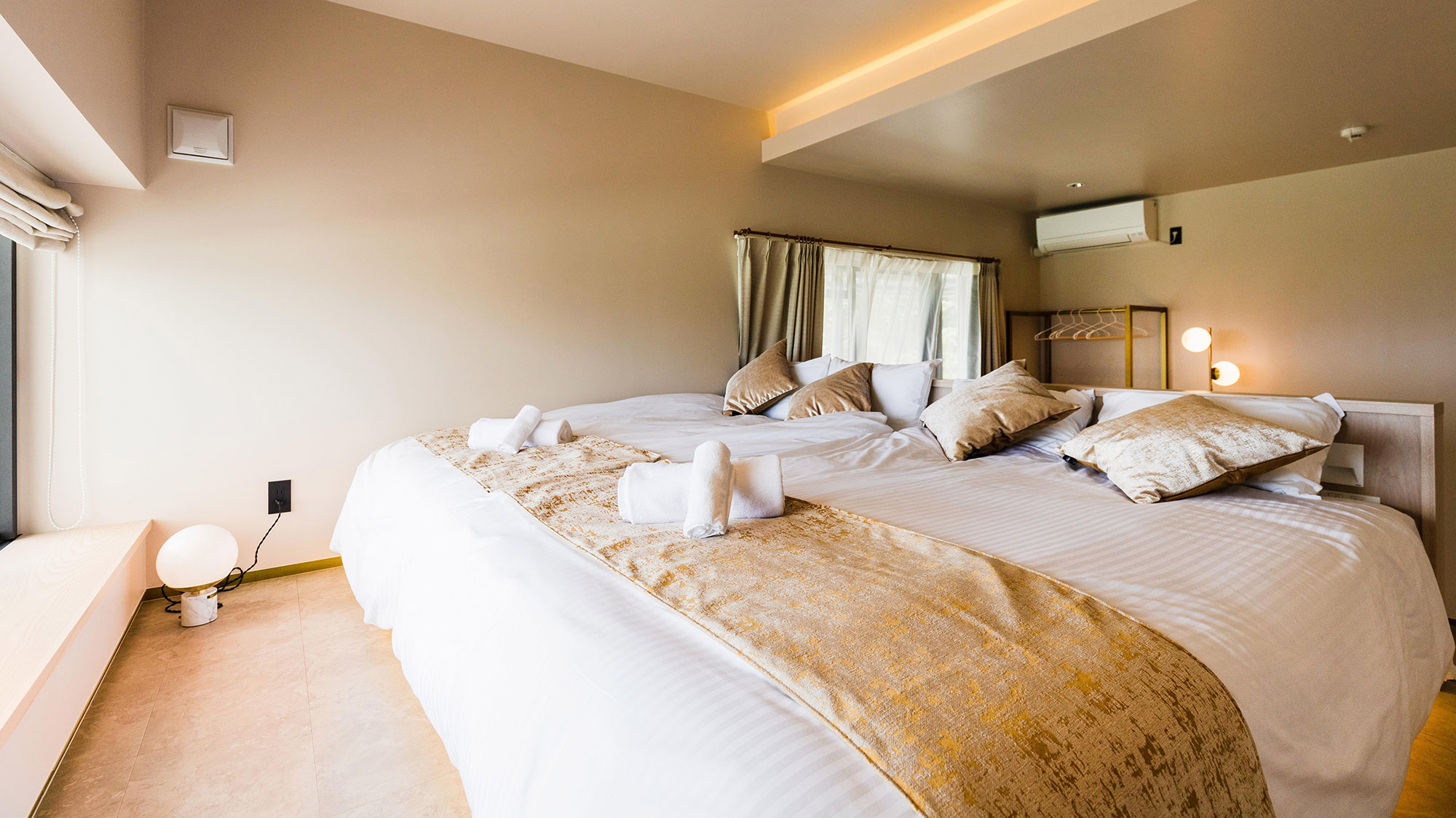 ・【寝室２】ベッドルームにはエアコンの完備、快適にお休みいただけます