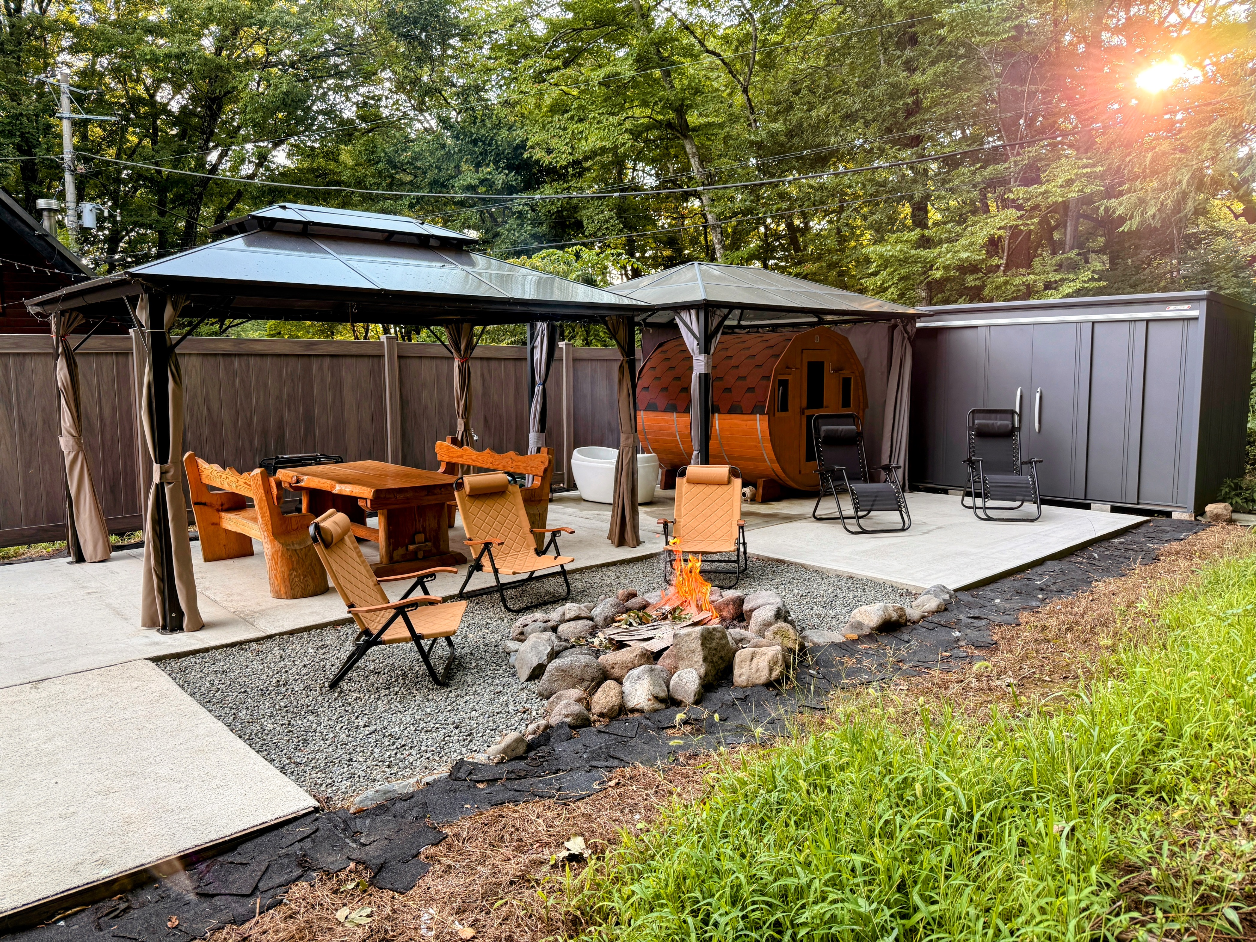 バレルサウナ、焚き火BBQ