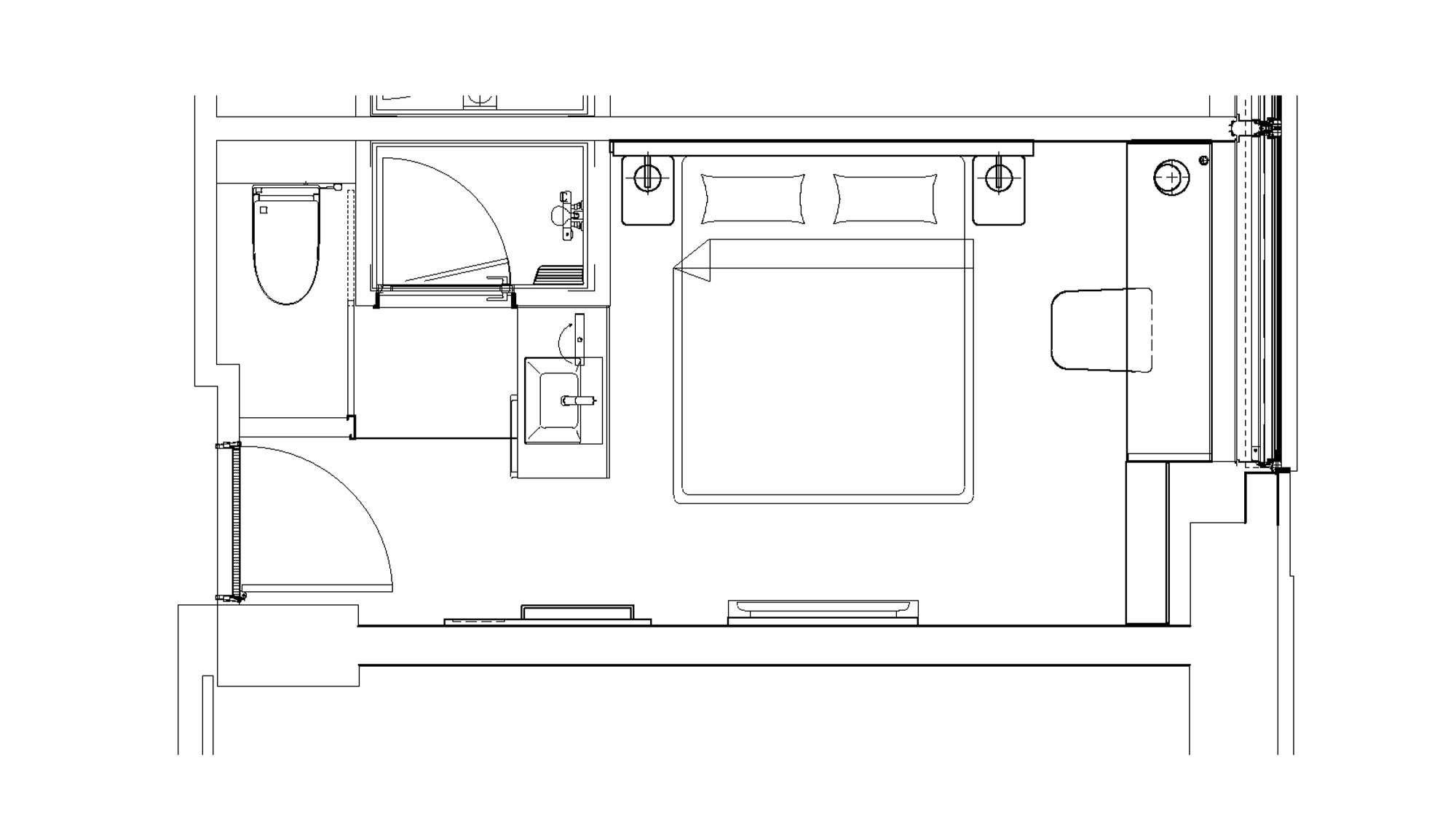 【ダブル】18平米／広々とした160cm幅のベッドが、快適な睡眠をお約束いたします