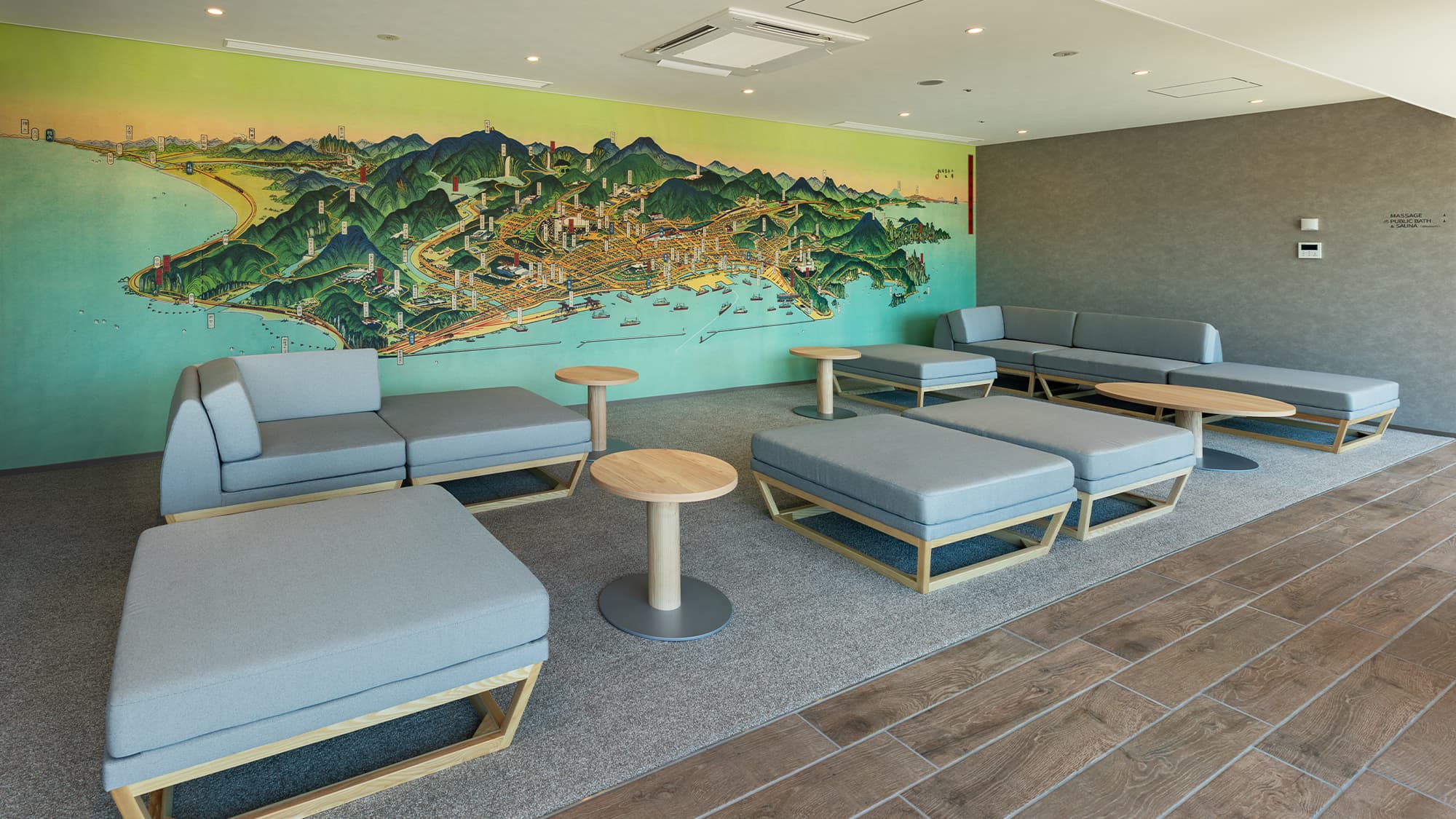 【湯上りラウンジ】＜6F＞入浴後の休憩でご利用いただけます。館内着のまま、ゆったりとお過ごしください