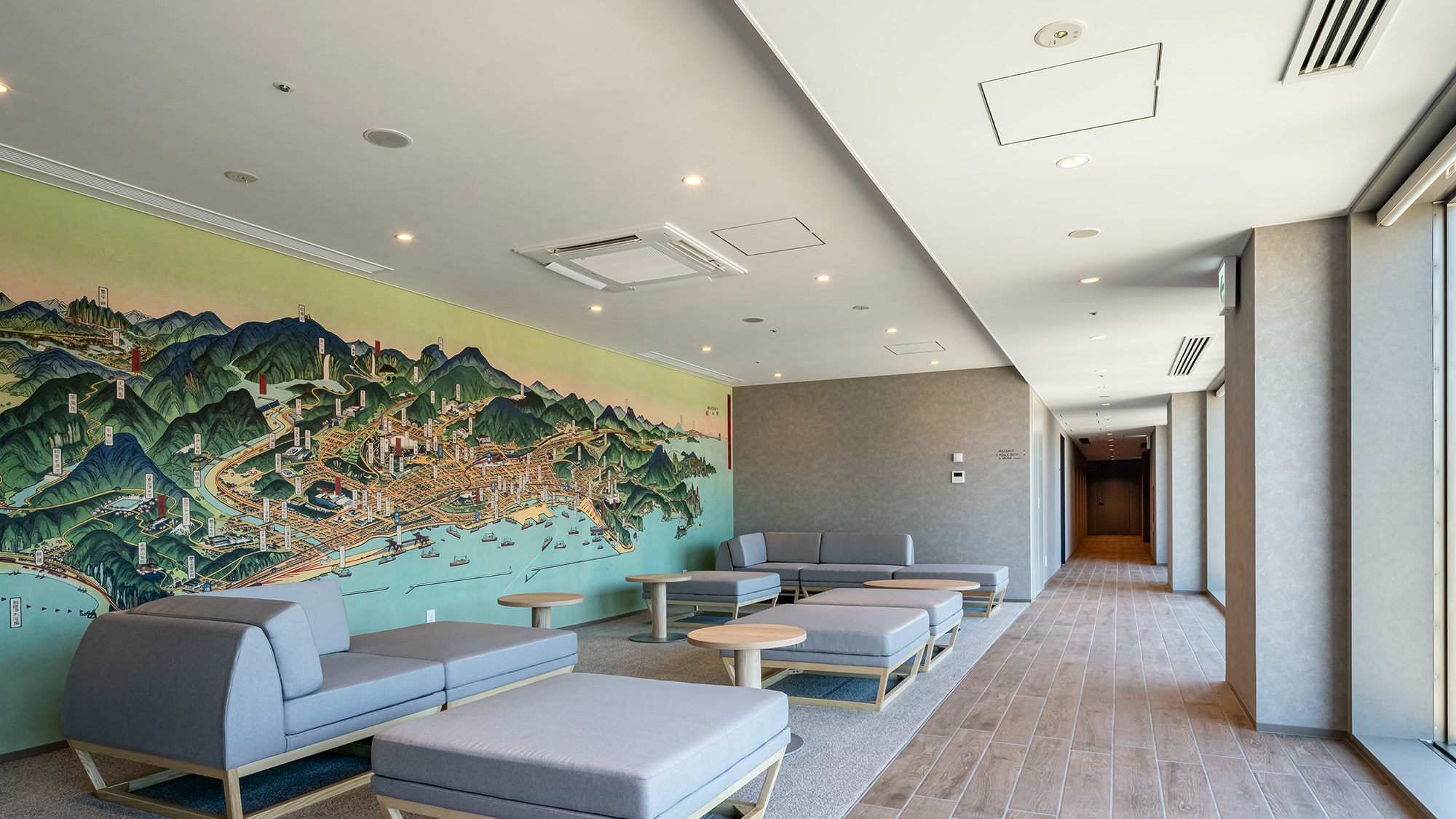 【湯上りラウンジ】＜6F＞入浴後の休憩でご利用いただけます。館内着のまま、ゆったりとお過ごしください