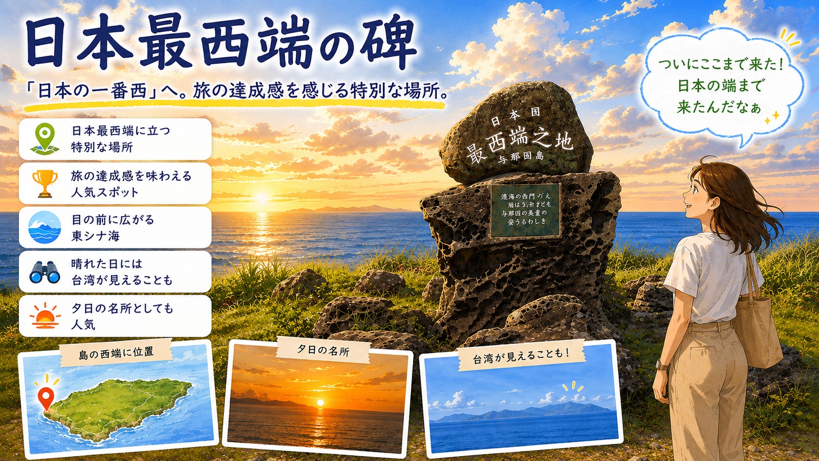日本最西端の碑 「日本の一番西」へ。旅の達成感を感じる特別な場所。