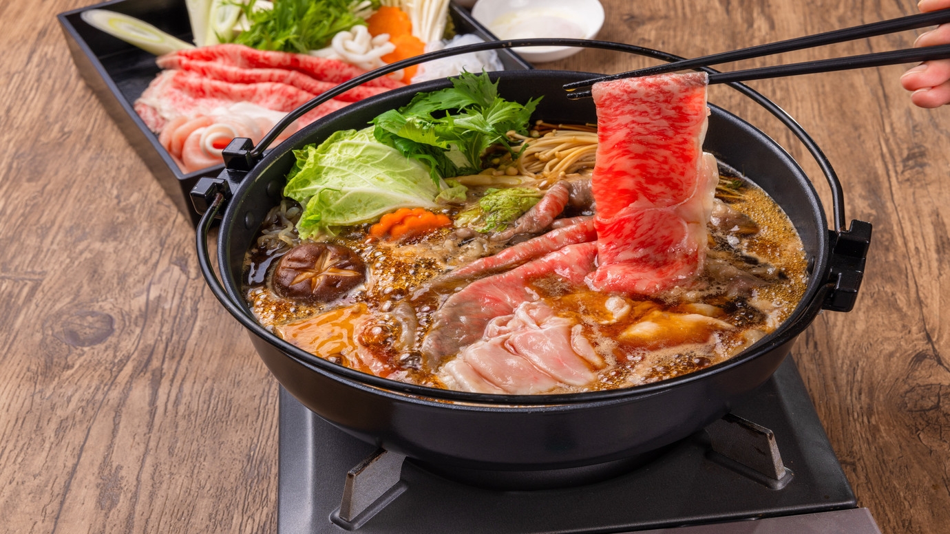 【夕食・朝食】宮崎牛と宮崎ブランドポークの食べ比べ【すき焼きorしゃぶしゃぶ】選べるディナー付プラン