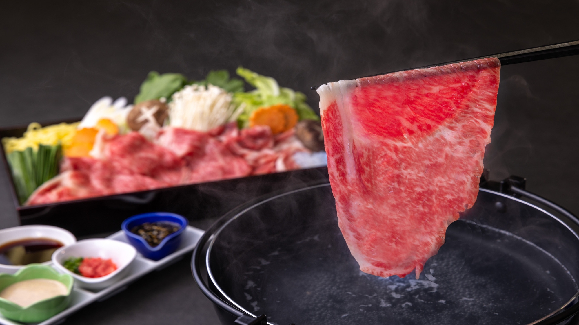 【夕食・朝食】宮崎牛と宮崎ブランドポークの食べ比べ【すき焼きorしゃぶしゃぶ】選べるディナー付プラン