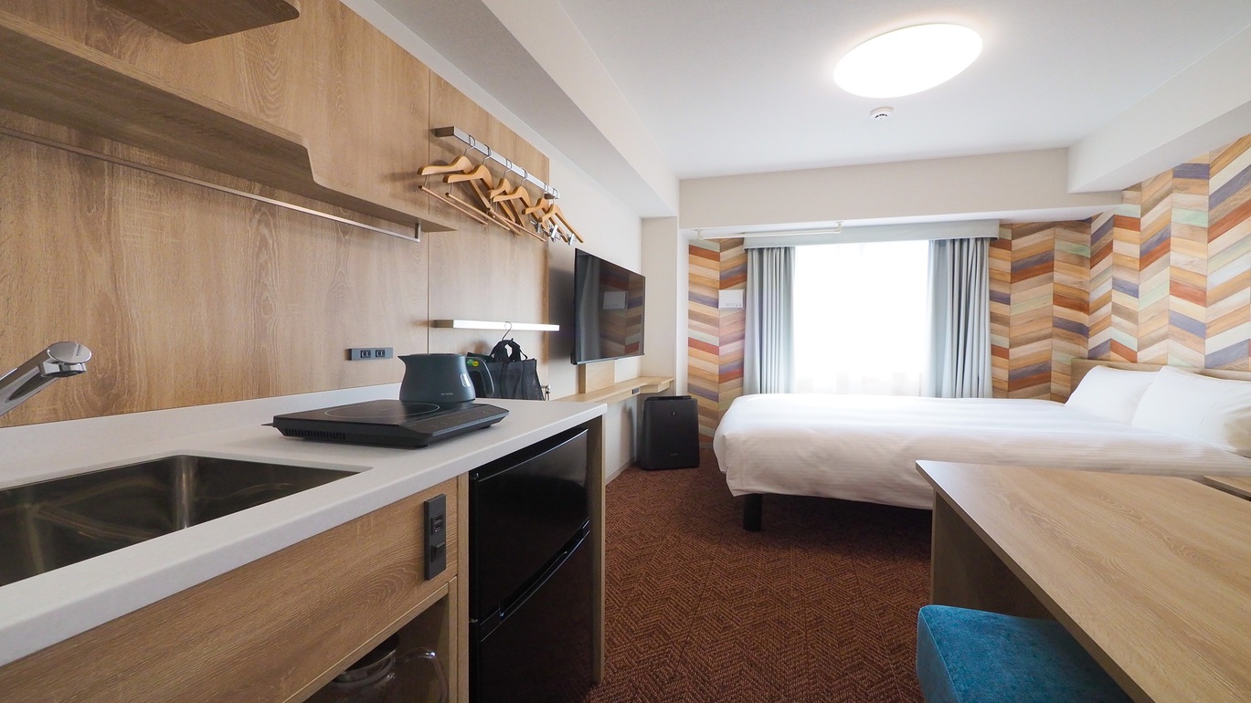 ダブルルーム　キッチン・洗濯機・レンジ付き