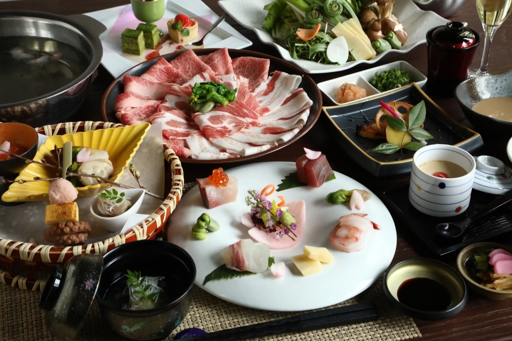 【女子旅応援　特典付◎】とことん満喫♪　黒毛和牛・黒豚しゃぶしゃぶ食べ比べプラン
