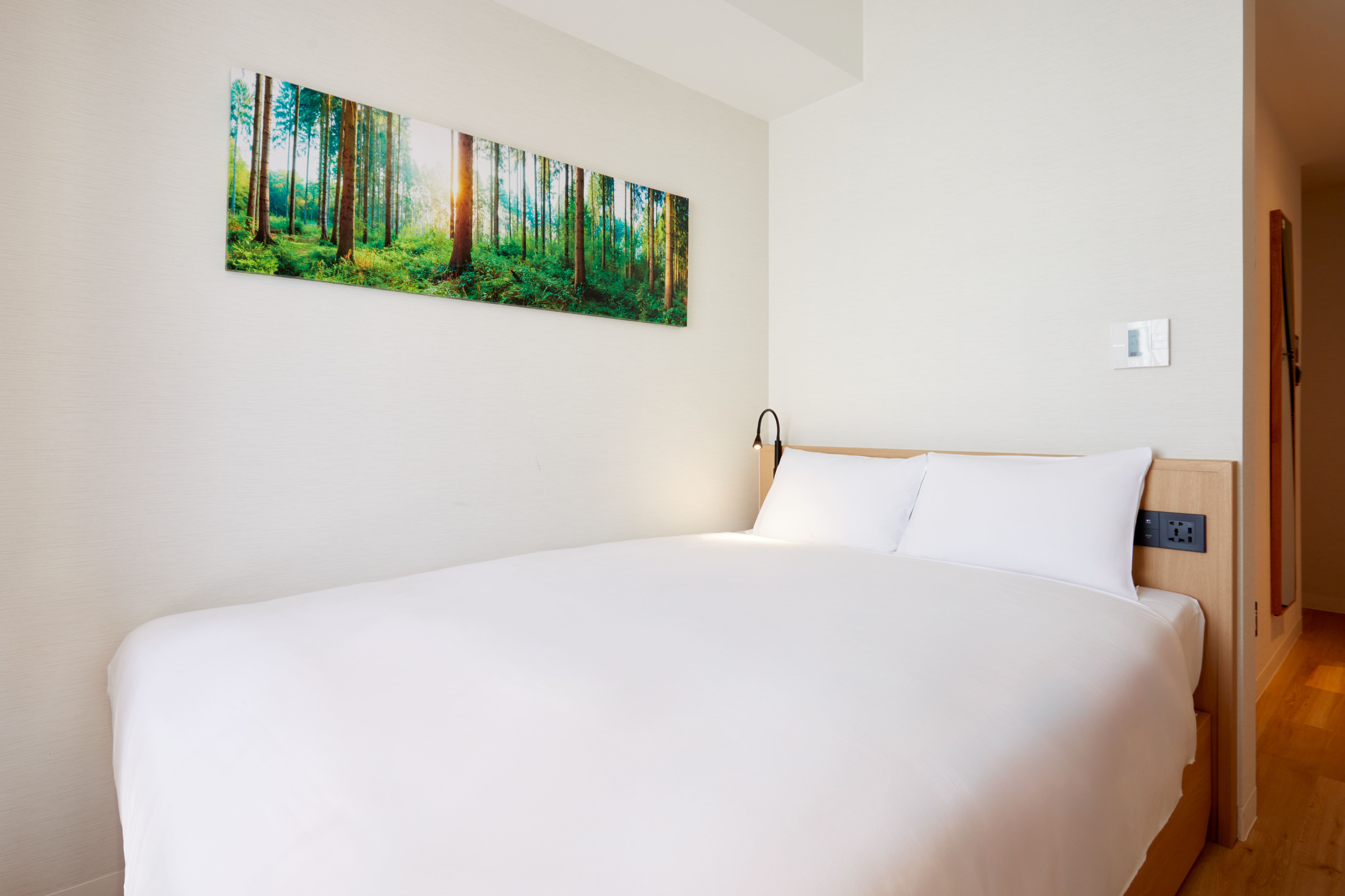 ベッドタイプはダブルベッド1台となります。落ち着いて温かみを感じる客室です。