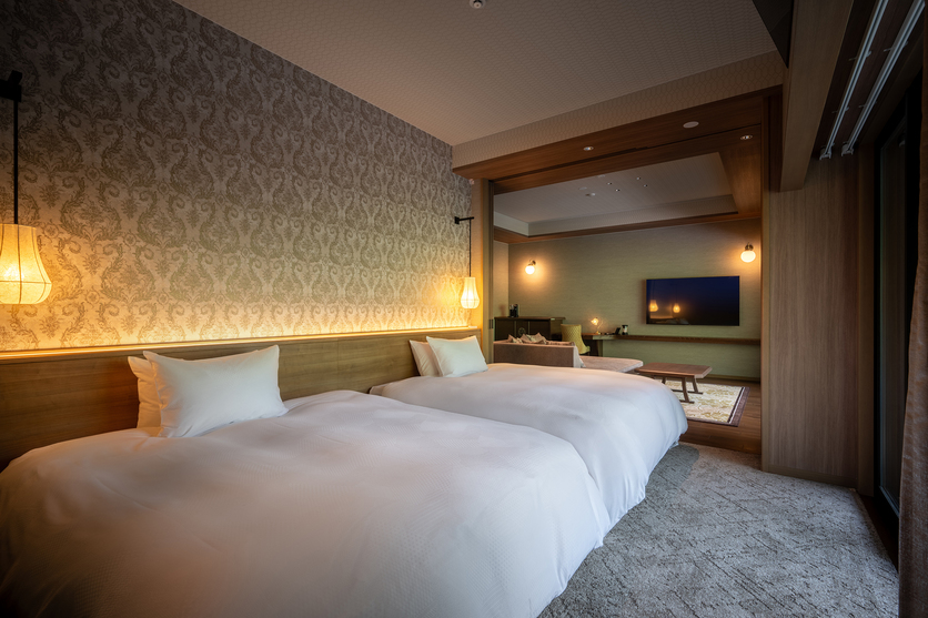 River View Panorama Suite　ベッドルーム（シモンズ社製クイーンサイズ）