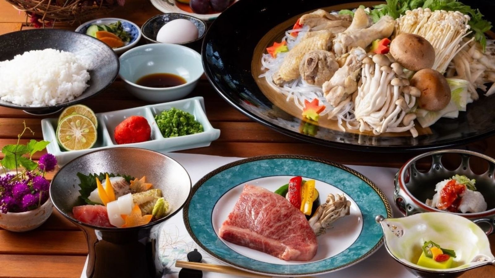 2食付【和食コース】豊後牛会席◆1日3組限定◆豊後牛・冠地鶏の贅を尽くした「四季彩銀ノ塔」監修プラン