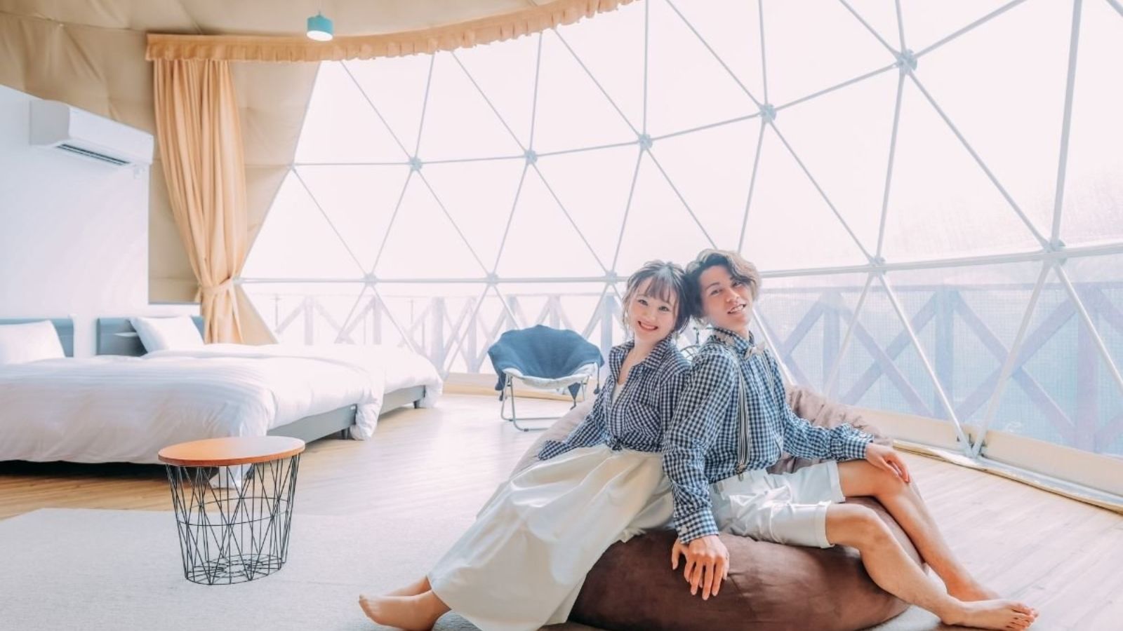 【客室内装】カップルやファミリーにも最適！広々とした絶景ドーム、1棟貸切なのでまるでヴィラの居心地！