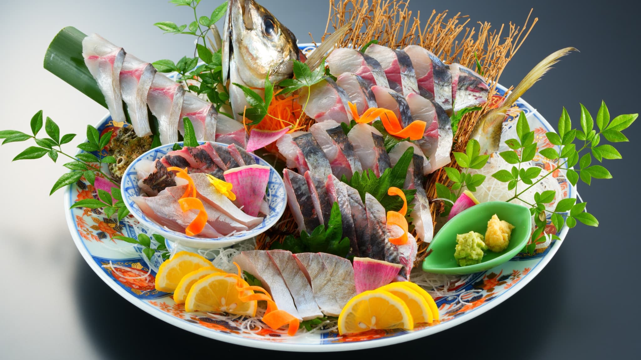 【夕食】別注料理一例　関アジの姿造り　※詳細はお問い合わせください。