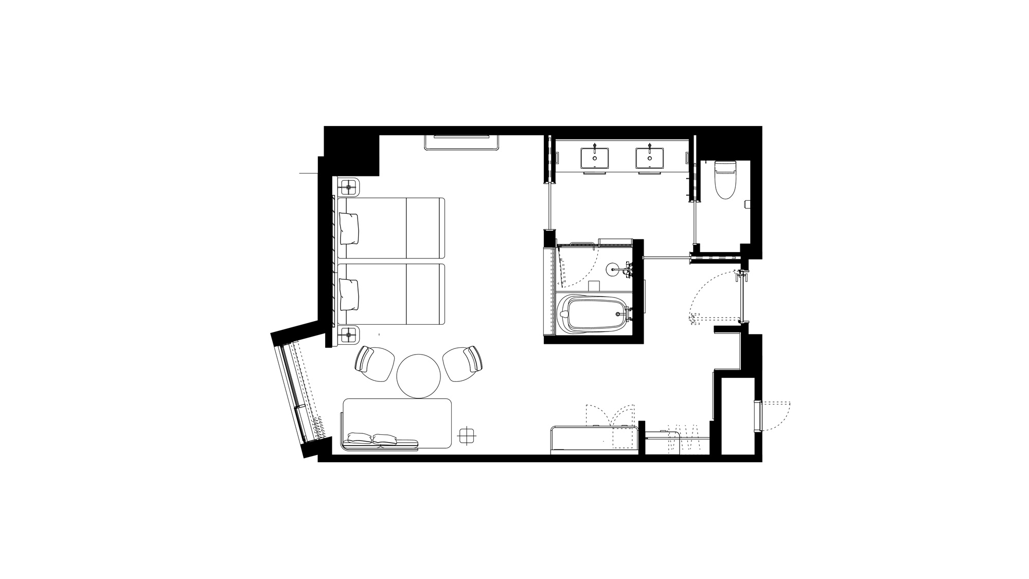 デラックスツイン　客室平面図（一例）