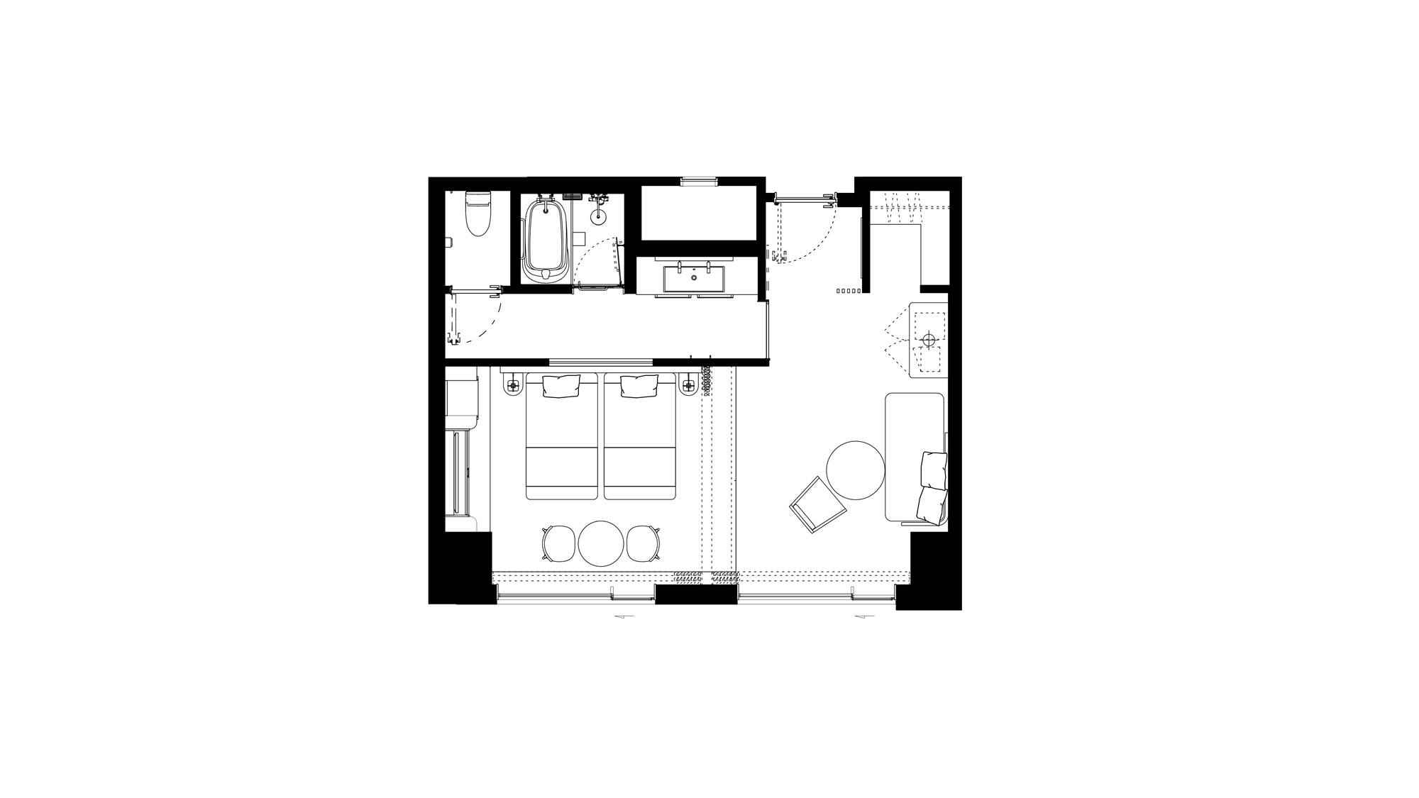 エグゼクティブフロア デラックスコーナーツイン　客室平面図（一例）
